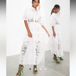 Asos Eyelet Dress with Puff sleeve